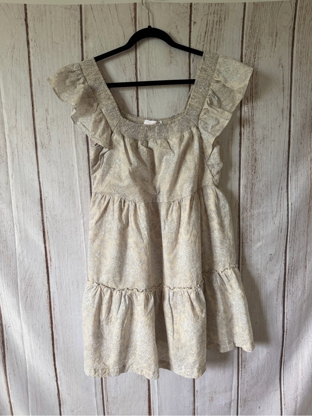 Ces Femme Floral Ruffle Tiered Smocked Babydoll Mini Dress Size M